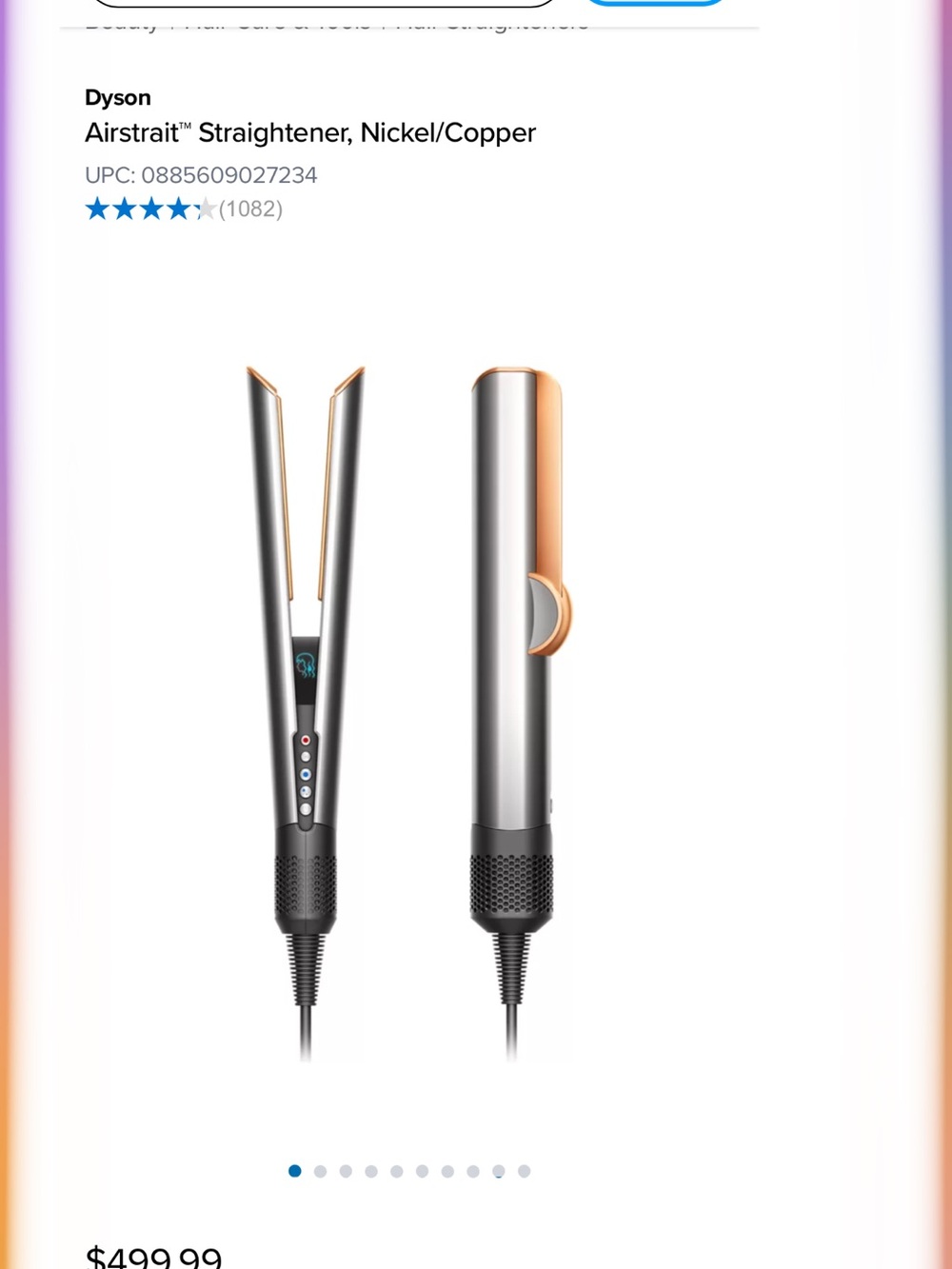 Dyson Hair Straightener in Nickel and Copper